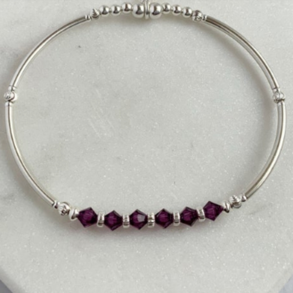 Amethyst Swarovski Crystals 6mm Sterling Silver
